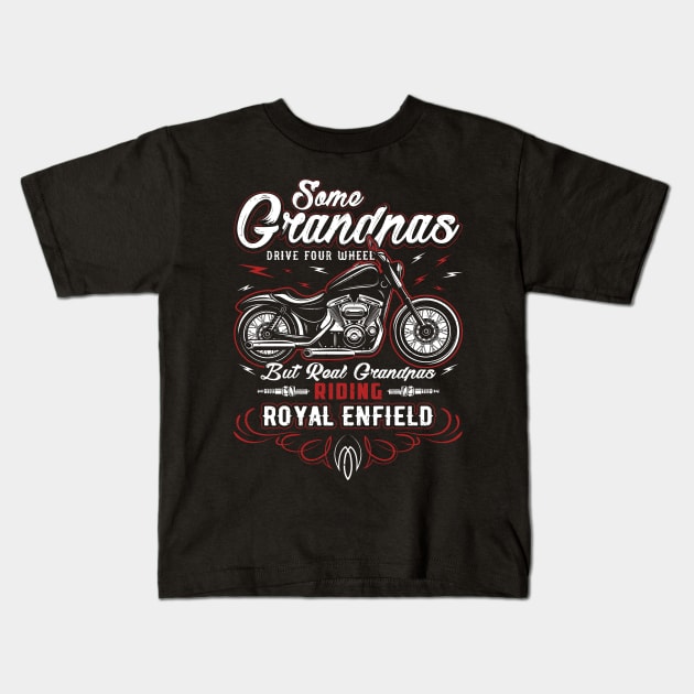 Some grandpas drive four wheels but real grandpas riding royal enfield Kids T-Shirt by Cuteepi